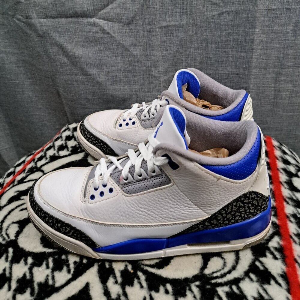 %Size 9.5 Nike Air Jordan 3 Men Retro Racer Blue AJ21